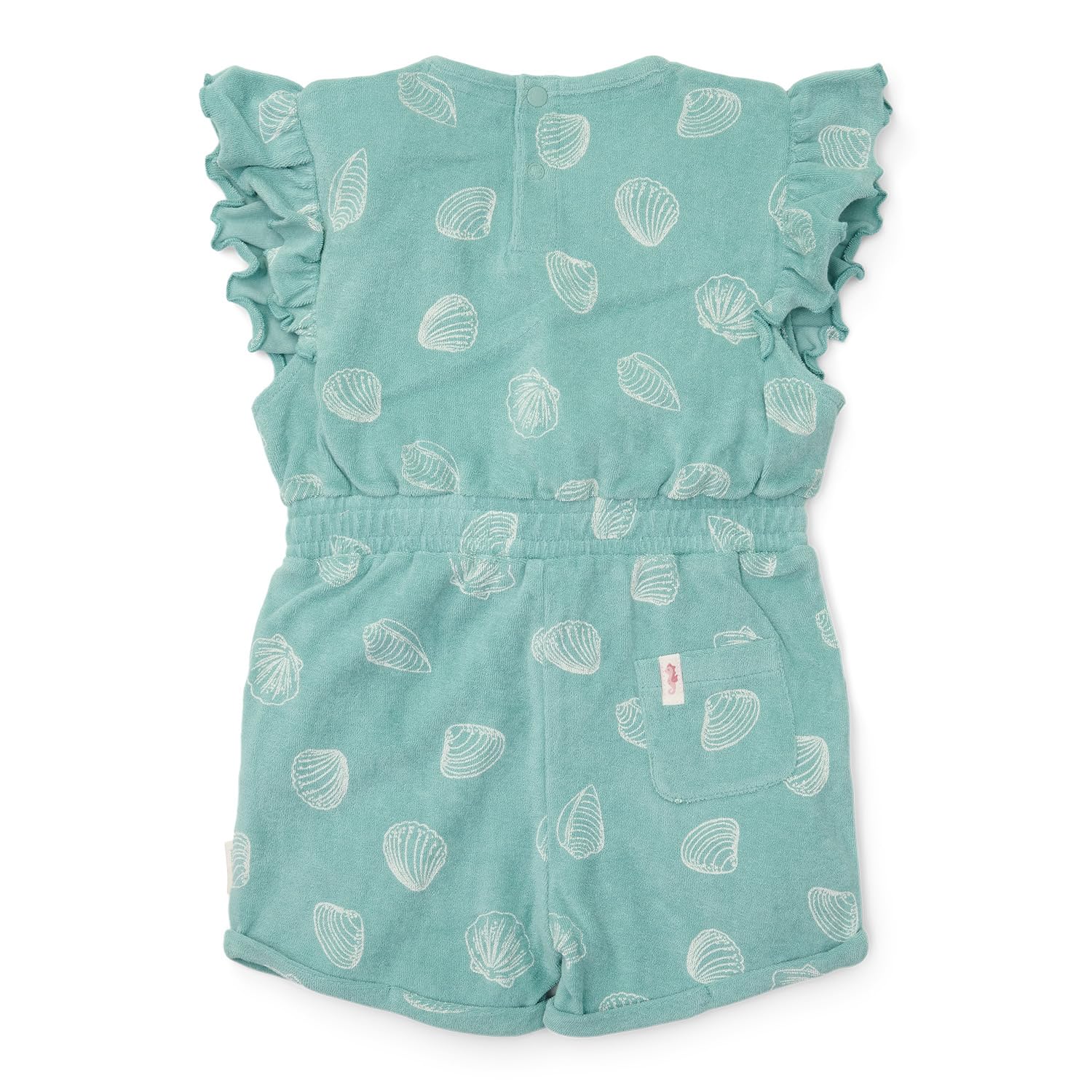 Little Dutch CL25034415 Jumpsuit ärmellos mit Rüschen Frottee - Ocean Treasures Surf Blue (Gr. 86/92)