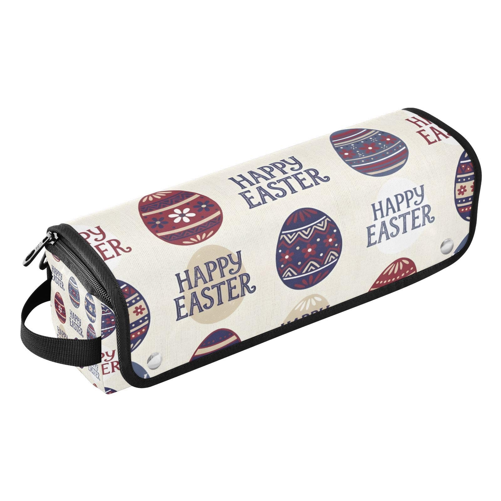 Happy Easter Eggs Design Hair Tools Travel Bag Portable Hair Accessory Organizer with Heat Resistant Mat 2 in