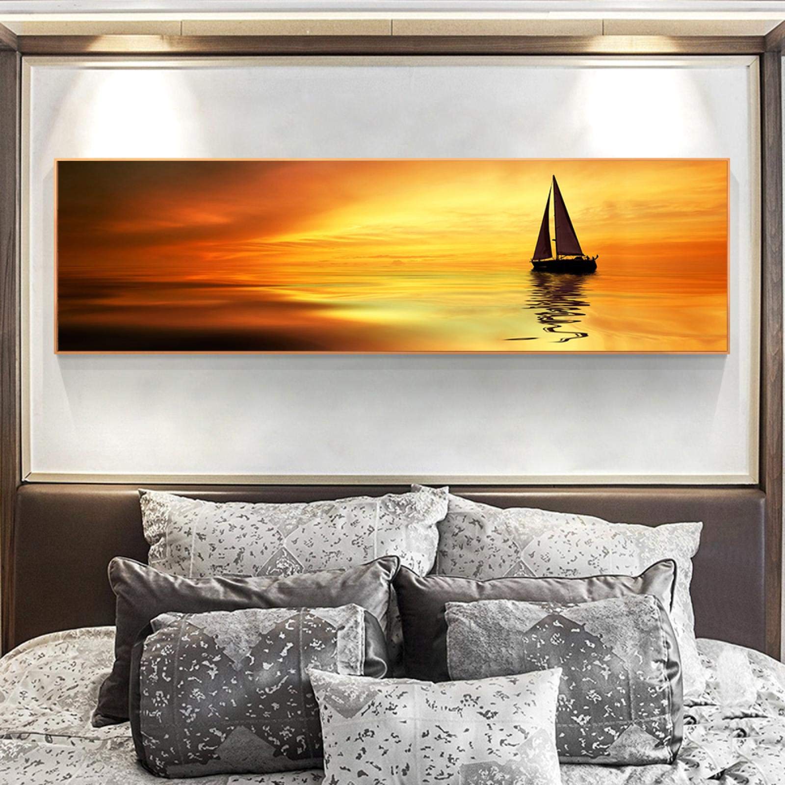 Natura Spiaggia Tramonti Panorama Paesaggio Tela Dipinto Scandinavo Poster e Stampe Wall Art Picture for Living Room 70x210cm Frameless