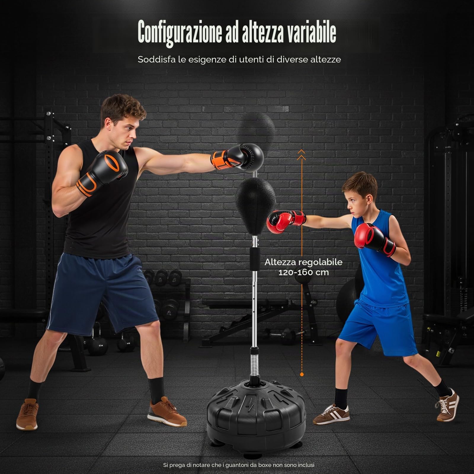 Punching ball con supporto, regolabile in altezza, sacco da boxe per ragazzi e adulti, per allenamento, antistress