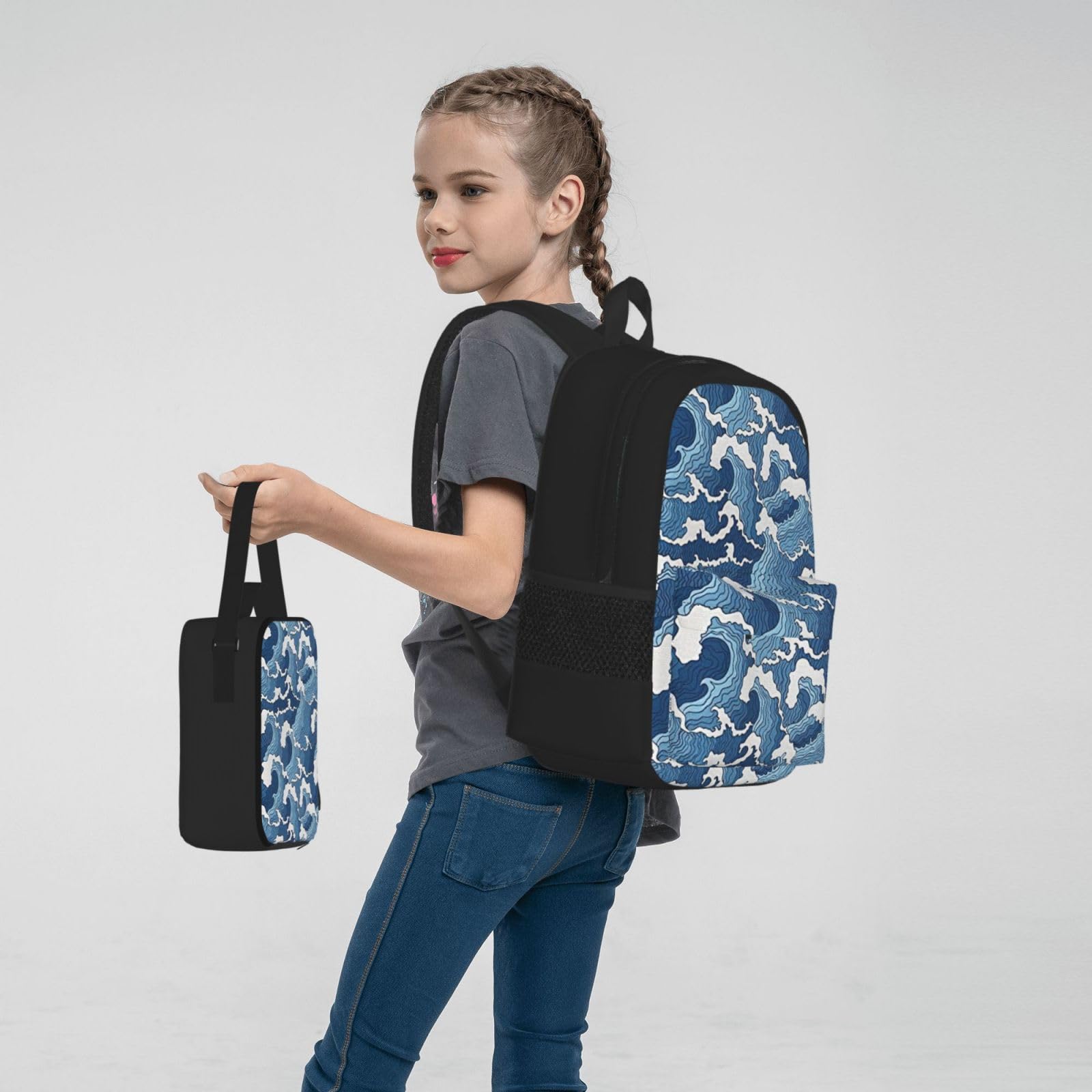 Zaino, borsa portapranzo, astuccio, set da 3 pezzi, per lavoro e
