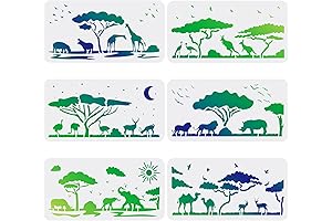 Animal Stencils for Kids Painting - FINGERINSPIRE 6Pcs Animals Stencils, 5.9 x...