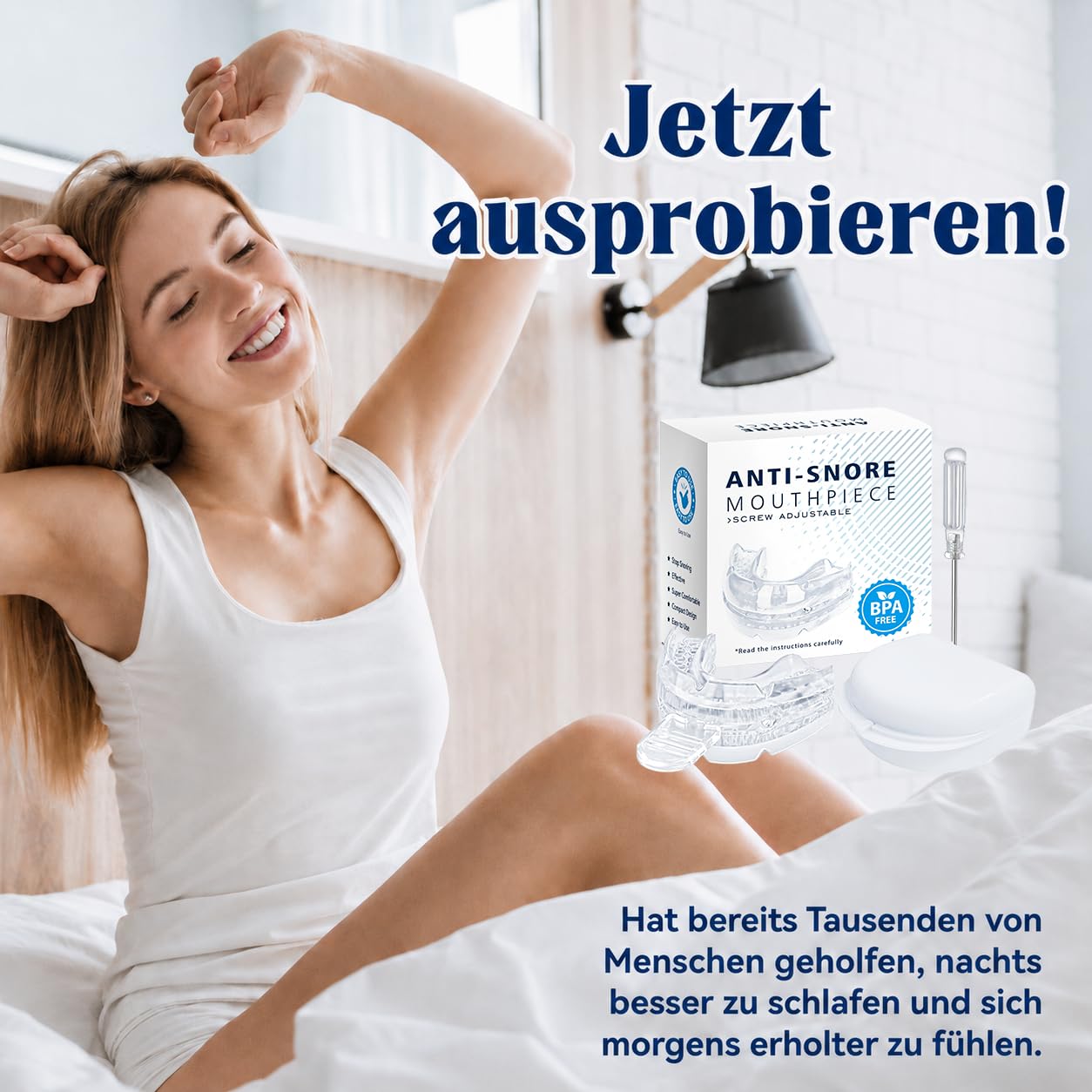 Schnarchstopper Anti Schnarch, Schnarchschiene– Ergonomisch, Effektiv Gegen Schnarchen, Anti-Snoring Mouth Guard, Verbessert Schlafqualität für Männer und Frauen (Weiß)