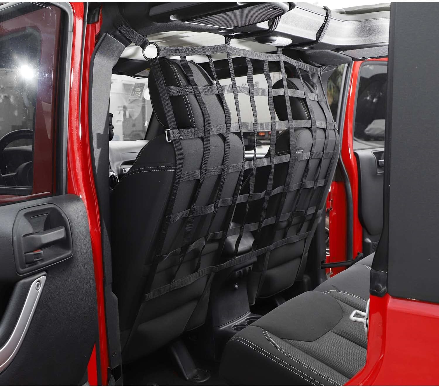 Car Rear Seat Divider Net Mesh Trunk Organizer Isolation Cargo Net Pet Car Barrier for Jeep Wrangler JK JKU JL JLU & Gladiator JT 2007-2022