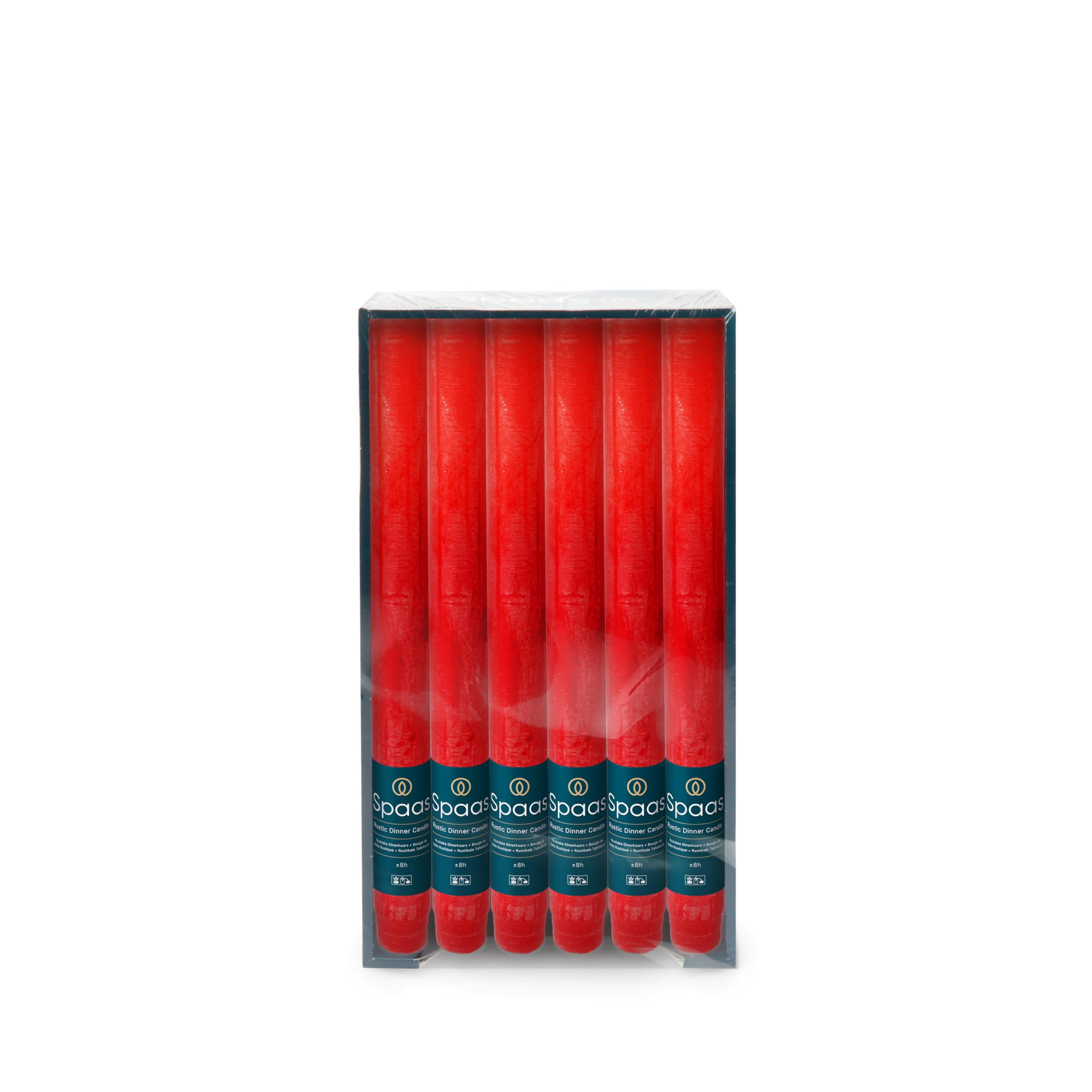 Spaas 12 x 12 Rustic Unscented Household Candles, ± 8 Hours, Red