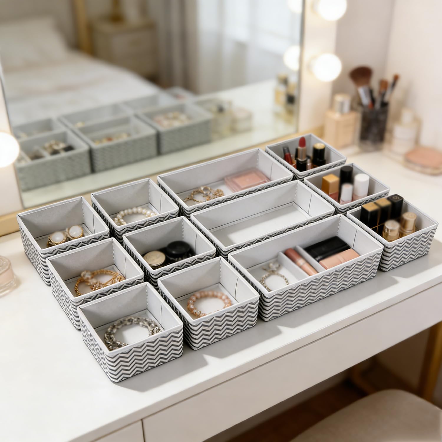 Evance 12 Plegable Organizador de Cajones Tela Ropa Interior Sujetadores Gris