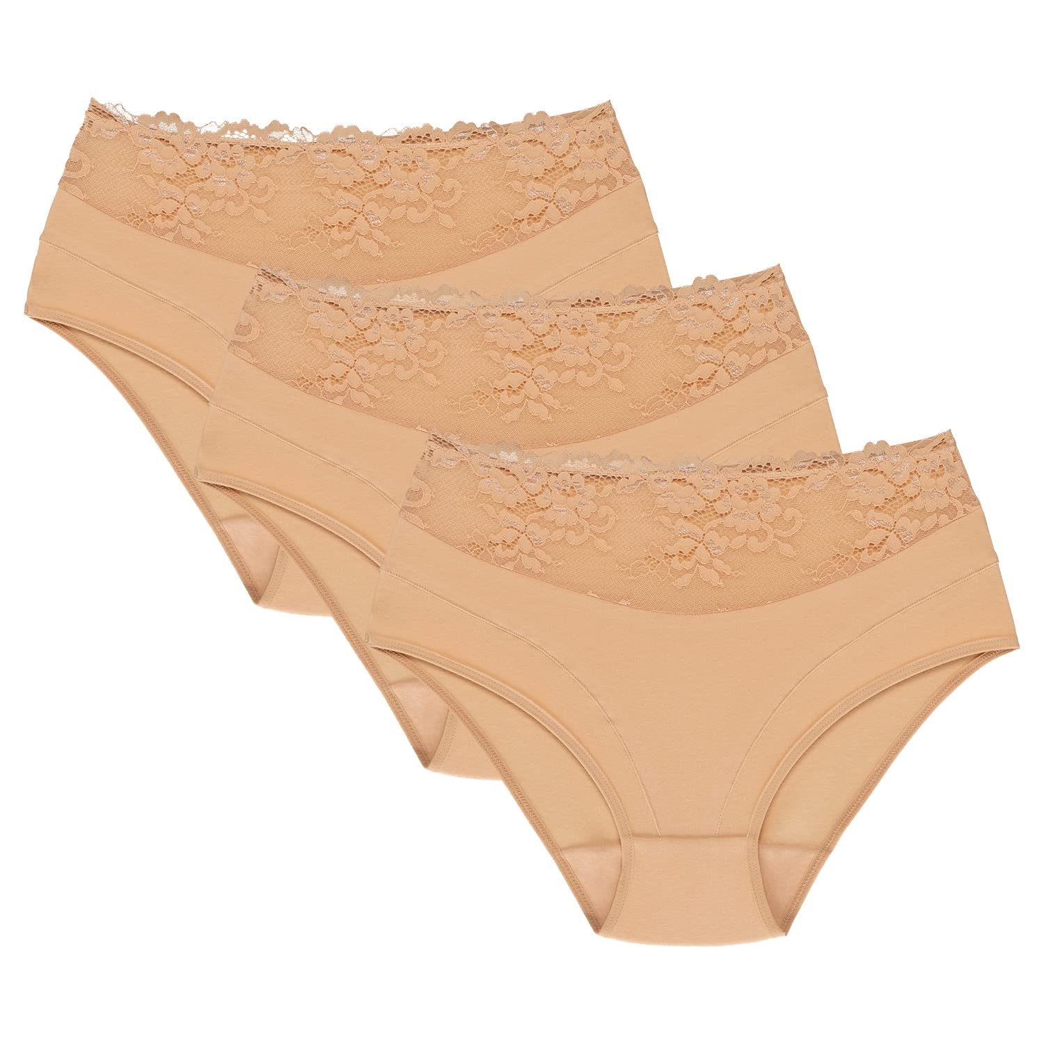 Wolbar Ladies Briefs with Lace WB415 3-Pack, Beige,M