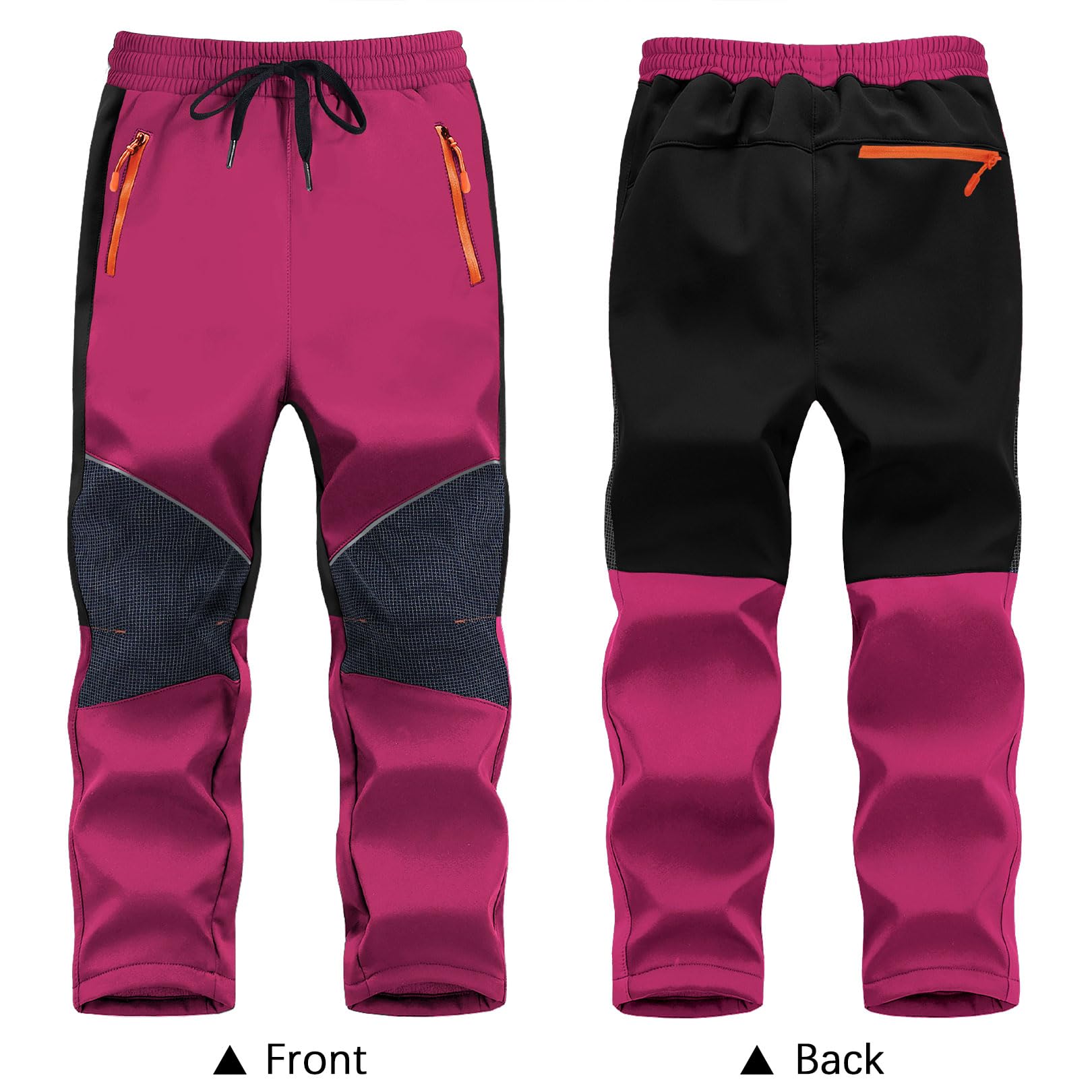 ANGEL CITIZ Pantalon Ski Enfant Softshell Doublé Thermique Imperméable Coupe Pantalon de Montagne Outdoor Randonnée Neige pour Garçons Filles