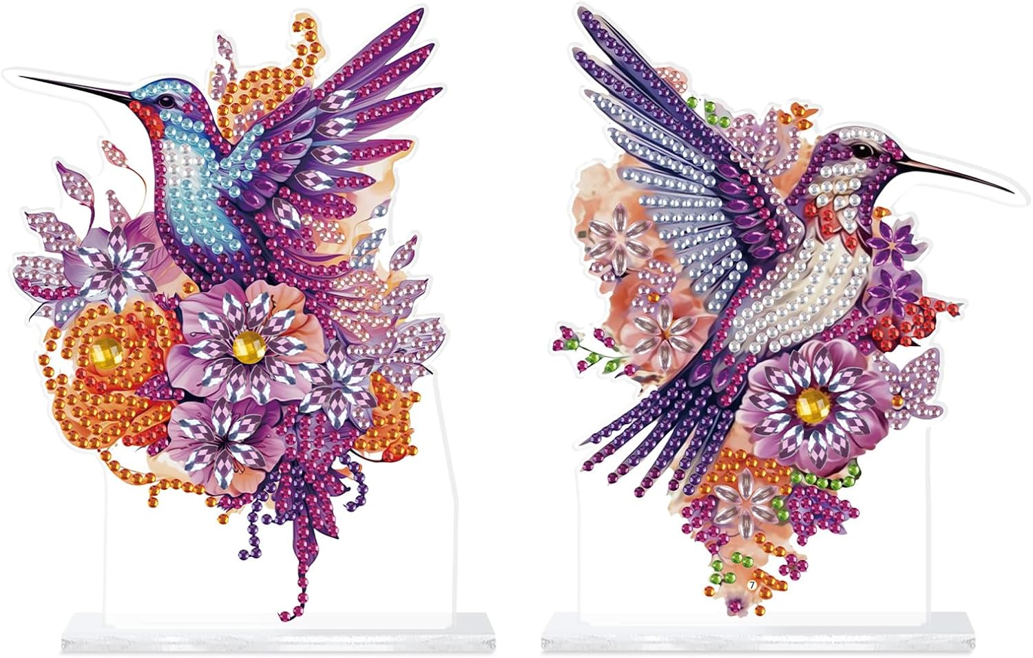 2Pcs DIY Diamond Art Tabletop Ornaments Reusable Special Gem Rhinestone