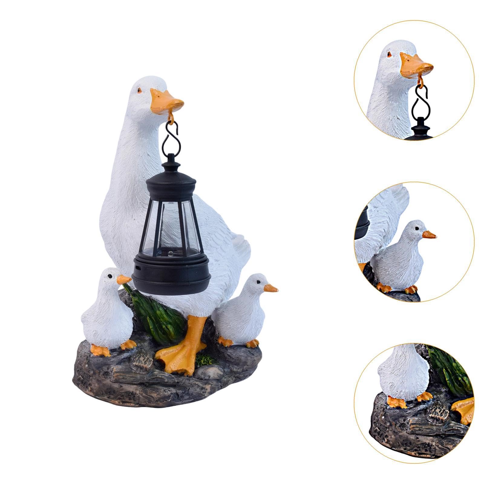 Estatua de para Jardín con Luz Solar para Exteriores, Figura de Animal Blanca