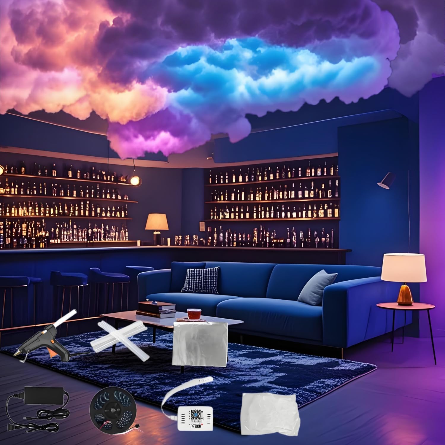 Lampa LED 3D Thundercloud DIY zmieniający się kolorowy pasek z synchronizacją muzyki kreatywna DIY lampa sufitowa do sypialni pokoju gier impreza 5M/16Ft