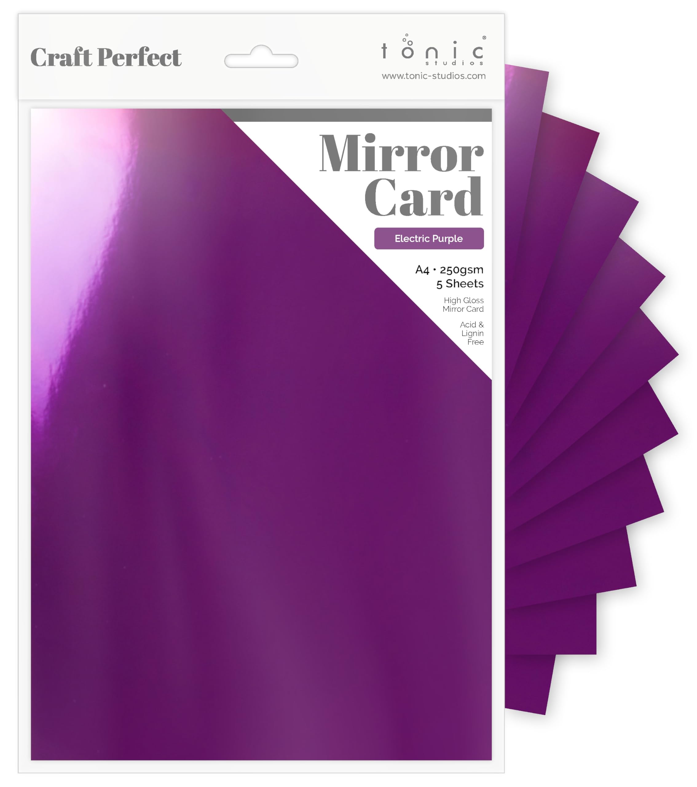 Tonic Studios Electric Purple Craft Perfect High Gloss Mirror Card A4,