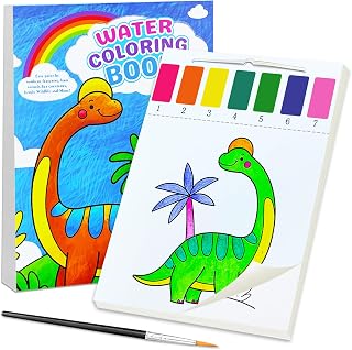 BAOXUE Paint With Water For Toddlers, 24 Pages Watercolor Coloring Book For Kids, Arts And Crafts For Kids 4-8, Travel Activities, Stocking Stuffers For Kids - Dinosaurs