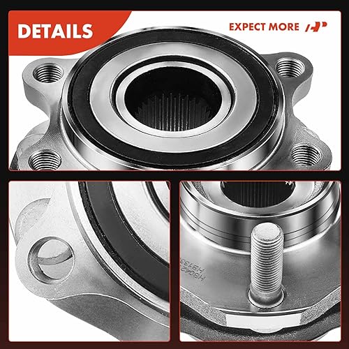Miniatura 9 de A-Premium Cojinete de rueda delantera y conjunto de cubo con 5 lengüetas compatible con Nissan Rogue 2014-2020, Rogue Sport 2017-2022, Qashqai