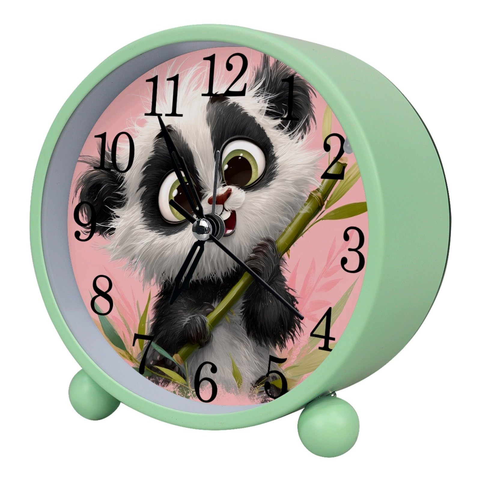 etoenbrc Cartoon Panda Alarm Clock,Small Battery Operated Clock, Slient Plastic Table Clock for Living Room Bedroom and Office Decor