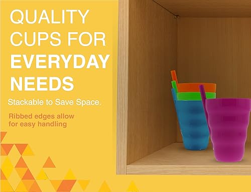 Miniatura 5 de Arrow Home Products Sip-A-Cup con popote integrado, 10 onzas, paquete de 4 – ideal para uso diario – sin BPA, fabricado en los Estados Unidos,