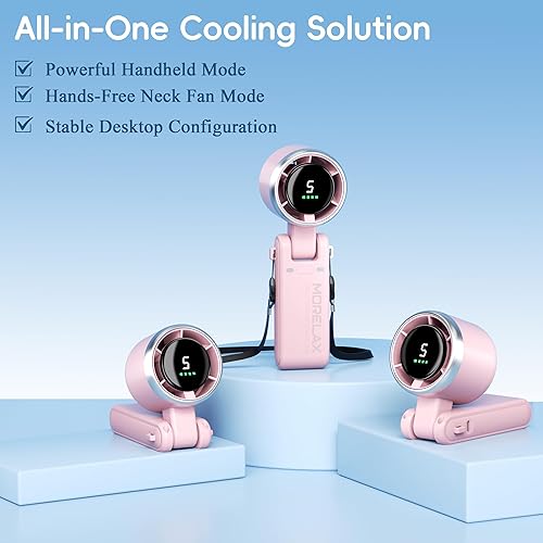 Miniatura 6 de Morelax Ventilador de mano personal, ventilador turbo de alta velocidad, 5 velocidades con pantalla LED, potente motor, 4000 mAh, ventilador de