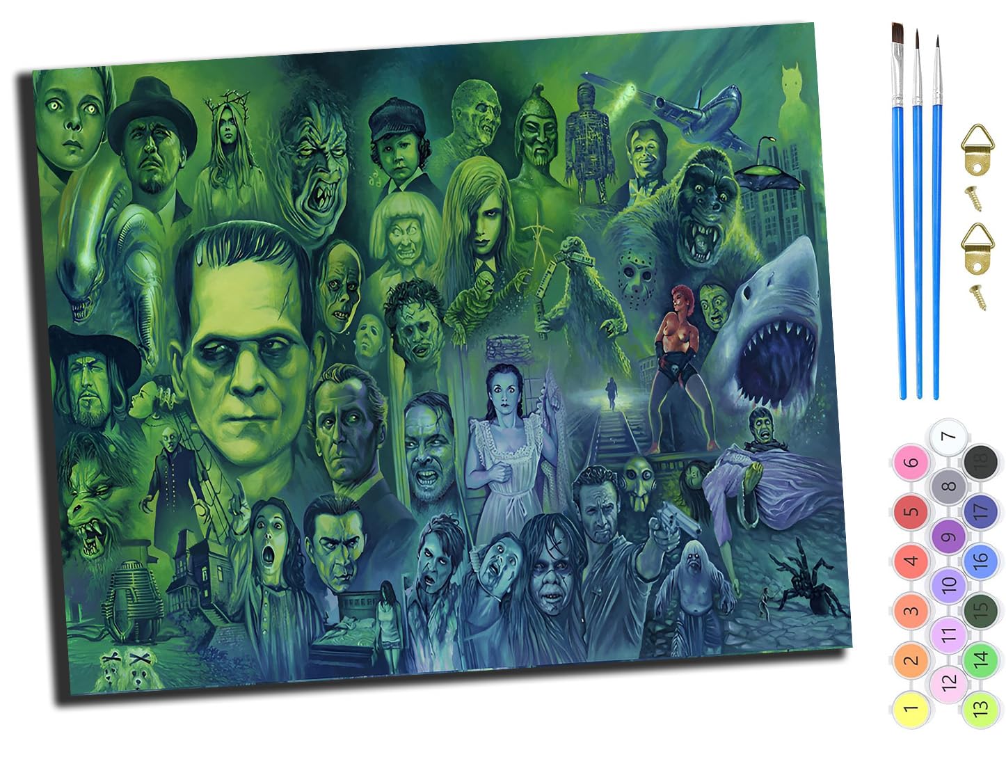 Wangxiao Frameless Paint By Number Kit For Adults Beginner,Diy Acrylic Hand Oil Paintin Kits On Canvas Art Crafts For Home，16 X20 Inch，Horror Movies,