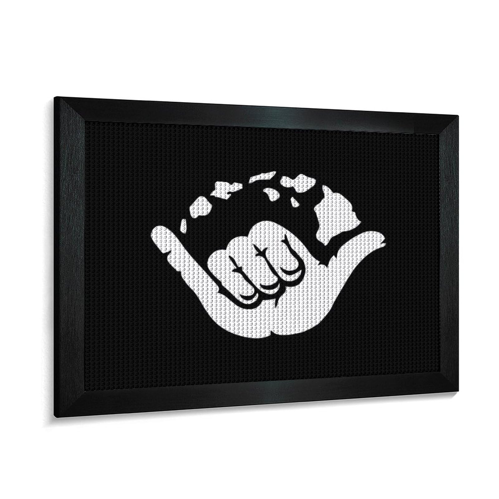 Cmagnifico Kit de peinture diamant à faire soi-même avec cadre, Aloha Hand Hawaï rond pour décoration murale de la maison, 40 x 50 cm