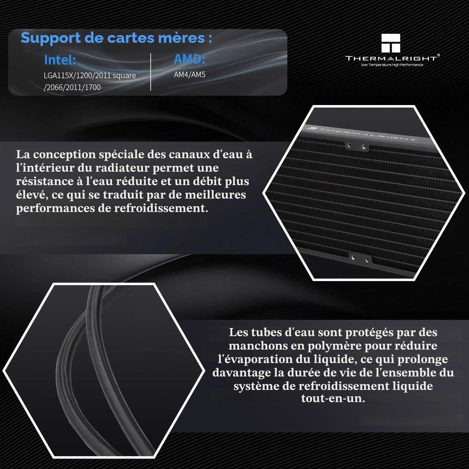 TR Frozen Prism 360 BLACK ARGB Refroidisseur de liquide CPU avec ventilateur PWM de 120mm,Dissipateur thermique de refroidisseur d’eau intégré pour AMD/AM4/AM5,INTEL 1700/1150/1151/1200/2011