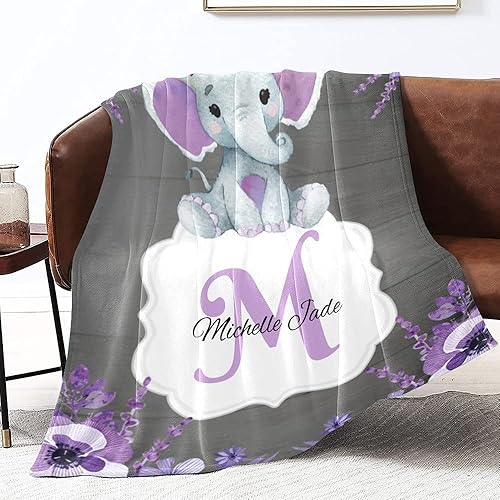 Miniatura 211 de Manta de bebé personalizada, monograma rosa, lindo elefante personalizado, mantas de 30 x 40 pulgadas para bebé, niño y niña con nombre, baby Opción