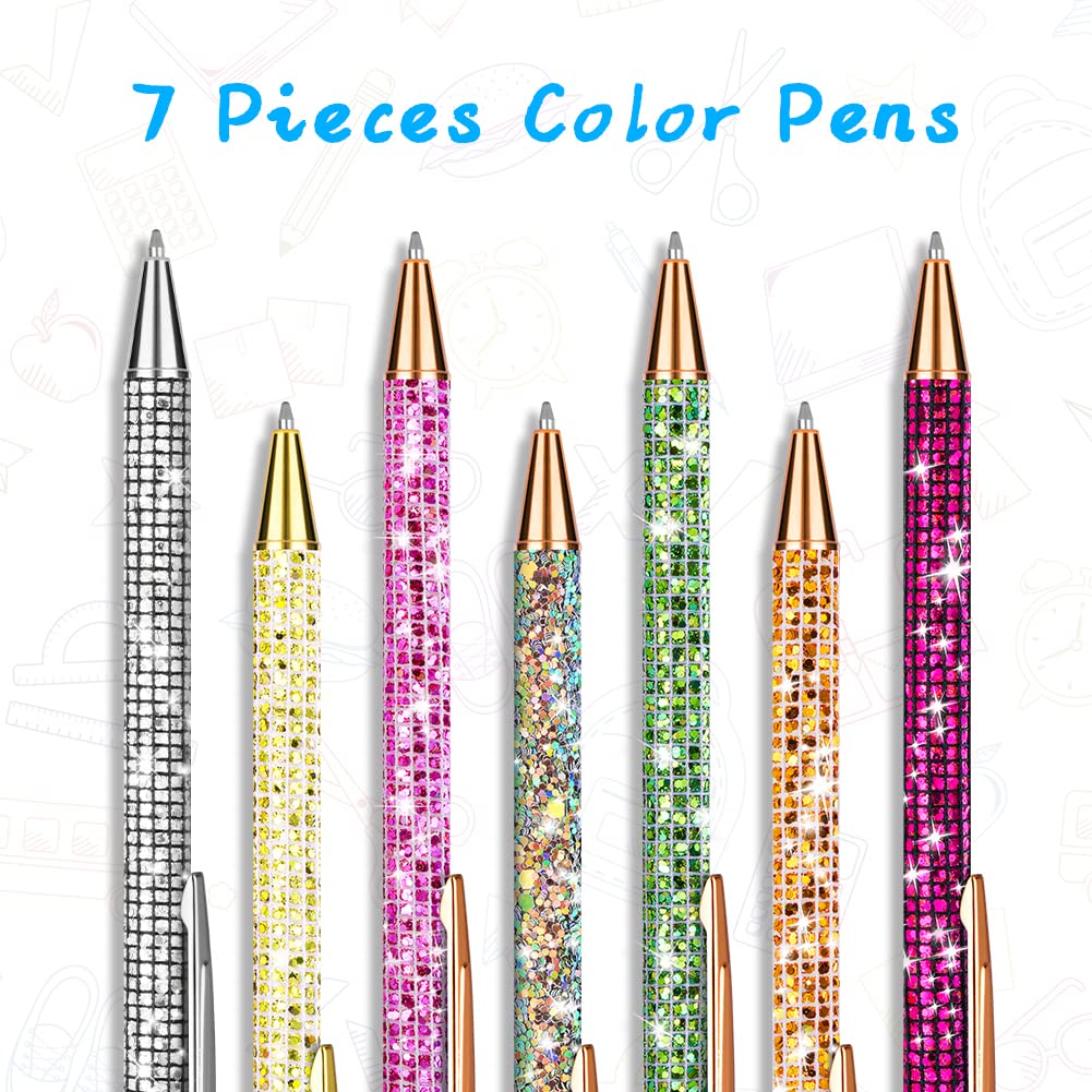 OSDUE 7 Pcs Ballpoint Pens, Metal Retractable Pretty Journaling Pens, Comfortable Writing Pens - Image 3