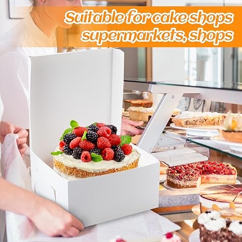 Miniatura 3 de Ireer Paquete de 50 cajas de cartón blanco de 12 x 12 x 6 pulgadas, cajas de cartón blanco para pastelería, cajas desechables para tartas,