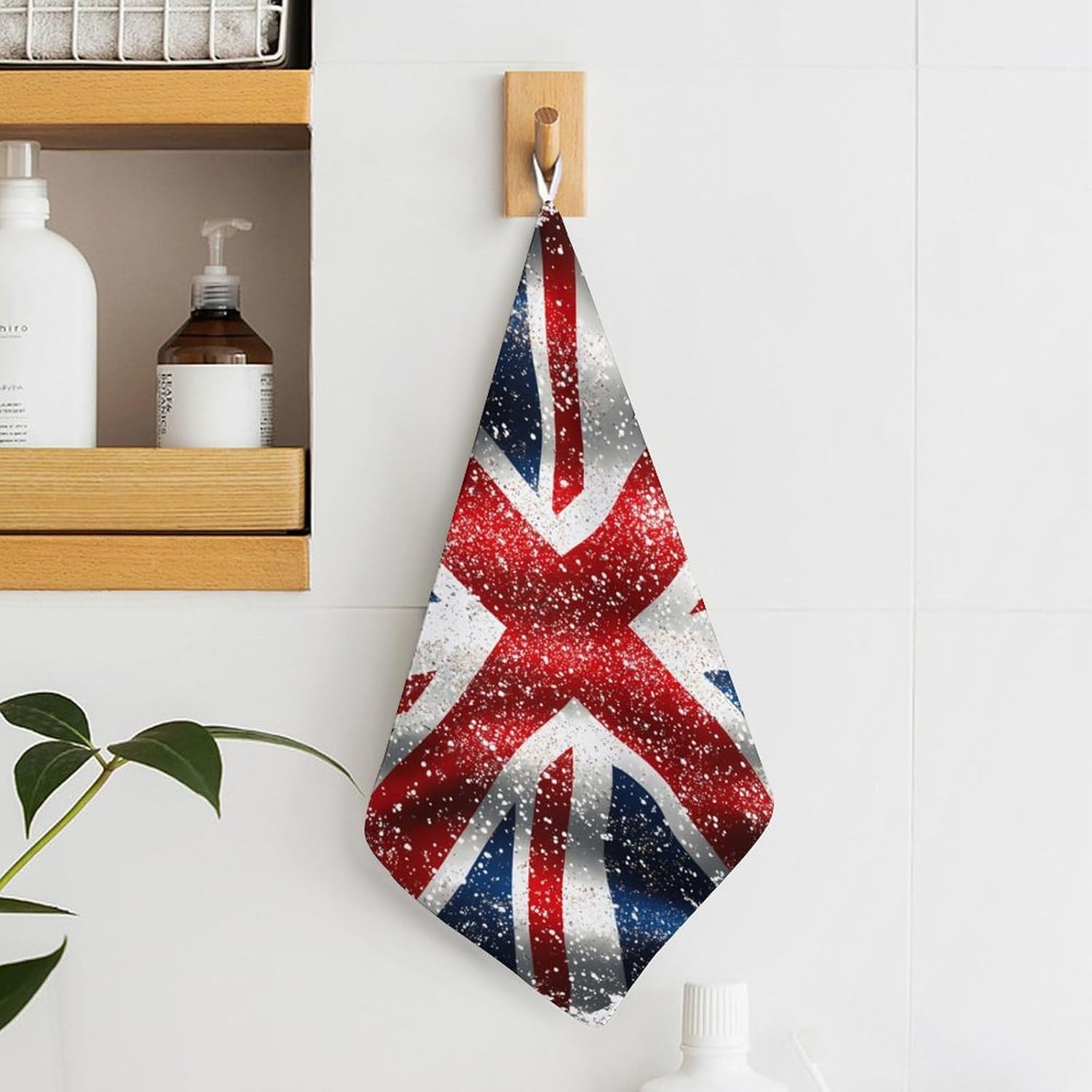 England Shining UK Flag Print Towel Hand Towels Decorative Towel for Bathroom Kitchen Shower Gym 4PCS