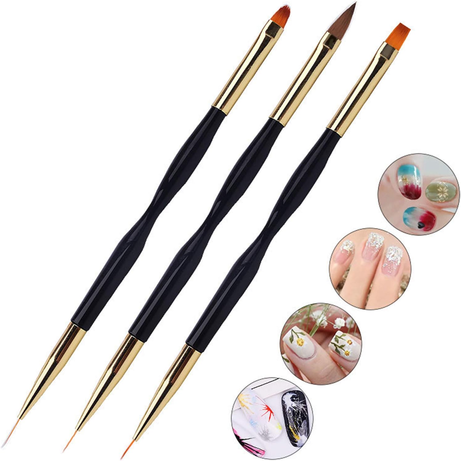 3 Pieces Sets Nail Art Brushes Embossing Pen Designs Painting Dotting Detailing Pens Brush