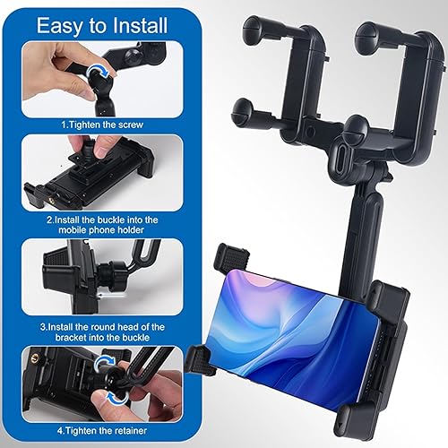 Miniatura 3 de Soporte de teléfono para automóvil, soporte para teléfono con espejo retrovisor de automóvil, multifuncional giratorio de 360 y retráctil para