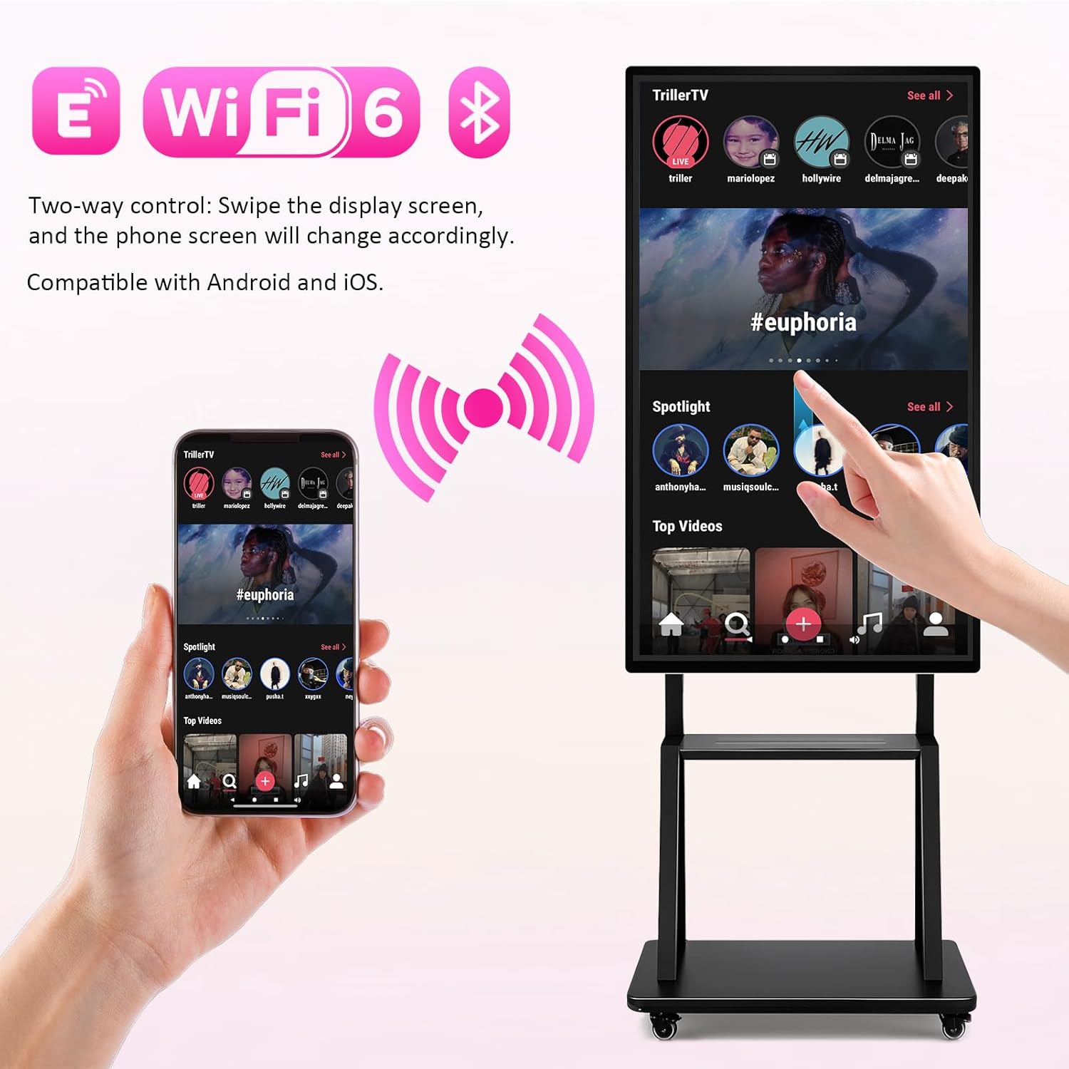 49" Smart Board, Electronic Interactive Smartboard for Classroom, Screen Mirroring, Android iOS 12, Digital Whiteboard for Presention Annotation Live Streaming(Wall Mount Included)