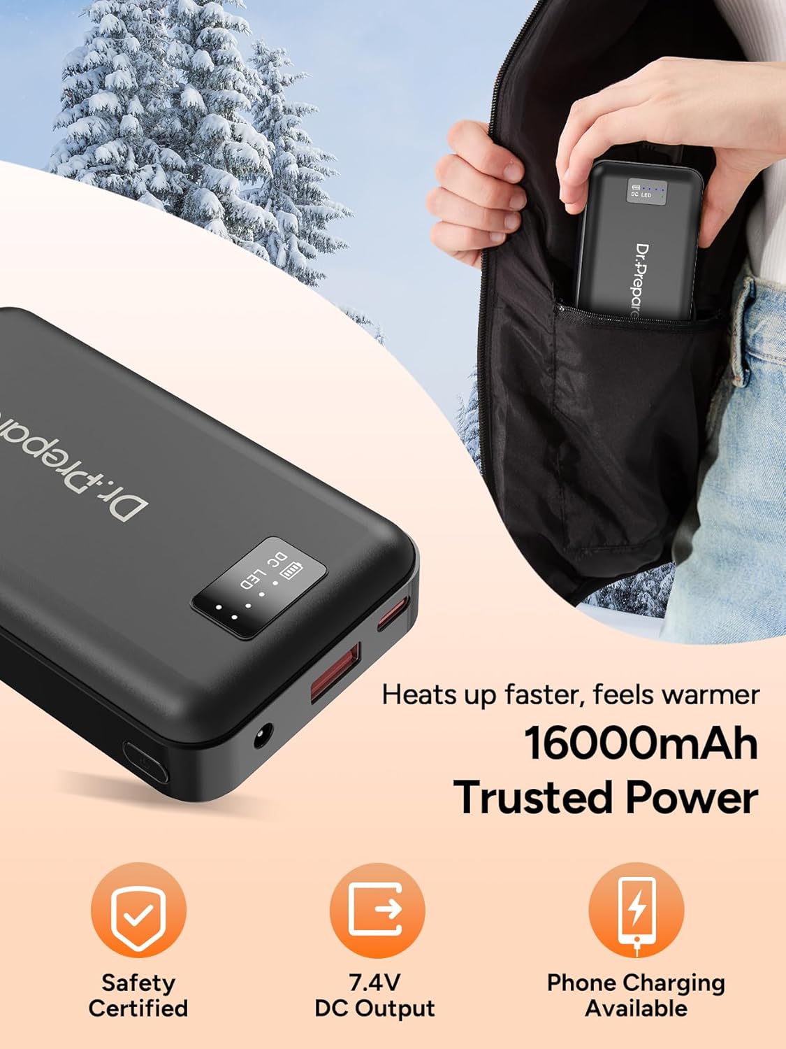 DR.PREPARE Women's Heated Vest with Battery Pack Included, Lightweight Electric Warming Hooded Heating Clothing - Image 2