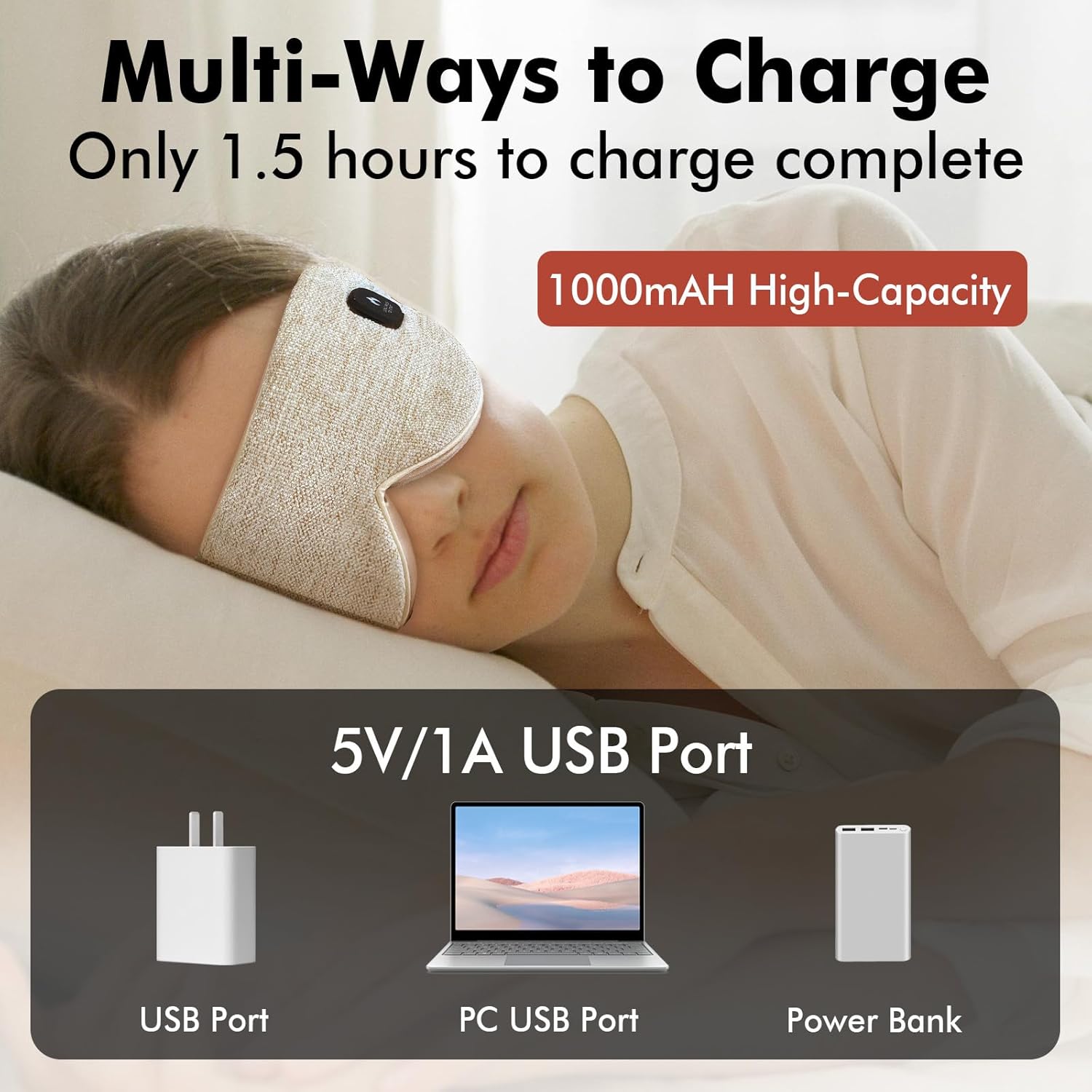 Cordless Heated Eye Mask for Dry Eyes, Eye Mask for Dry Eyes, Washable Eye Heating Pad, Electric Warm Eye Compress, Gifts for Women Men (Warm Yellow) - Image 4