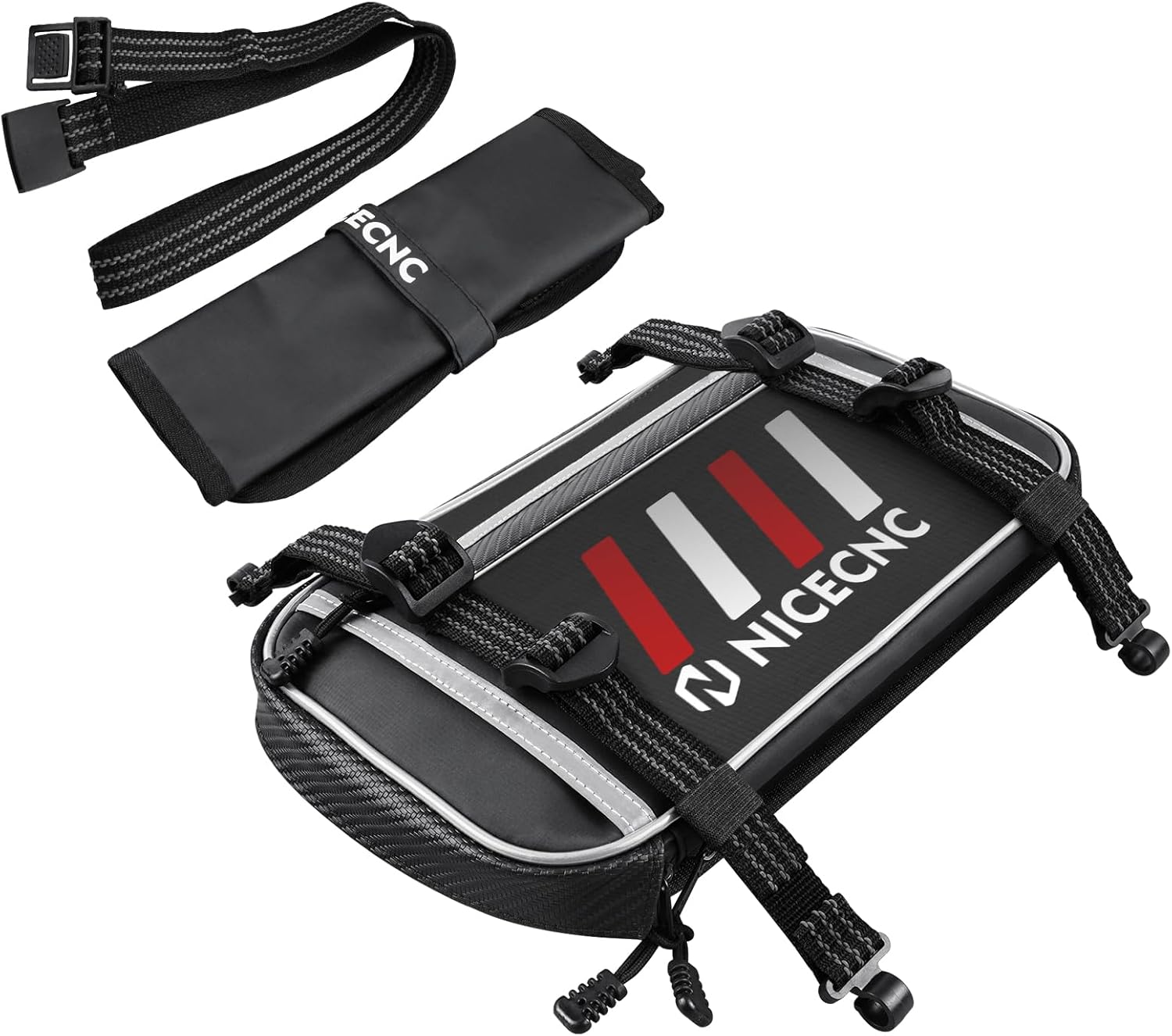 NICECNC Upgraded Motorcycle Front Fender Bag, 5L Expandable Dirt Bike Fender Bag Tool Roll Bag Universal Motocross Enduro Fender Bag Accessories Organizer Bag Fit for Adventure Off-Road Riding (Red)