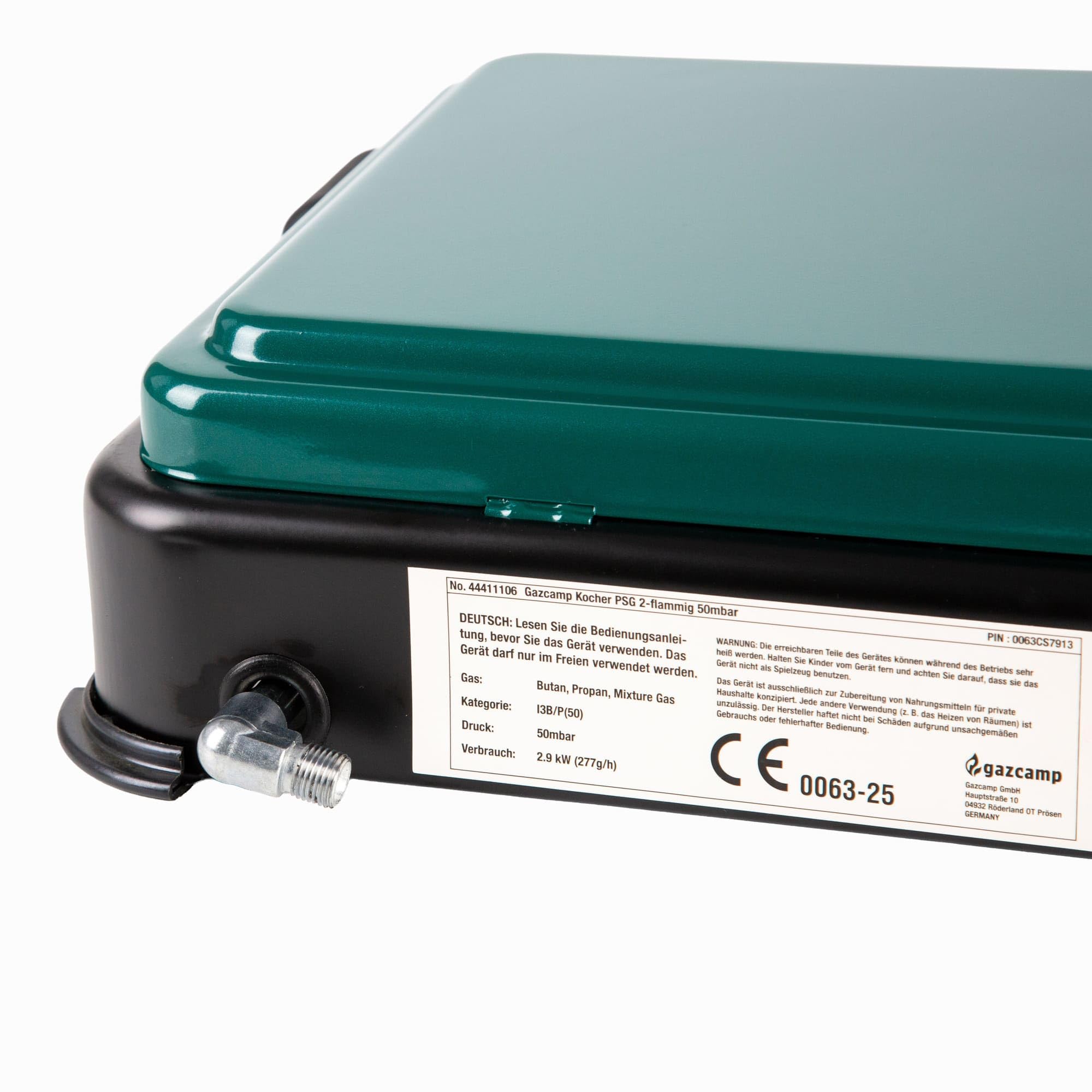 Gazcamp Gaskocher Campingkocher 2,4 kW 50 mBar 2 flammig Weiß mit Deckel 1/4" Linksgewinde-Anschluss Kocher Herd Camping Outdoor Grodenberg