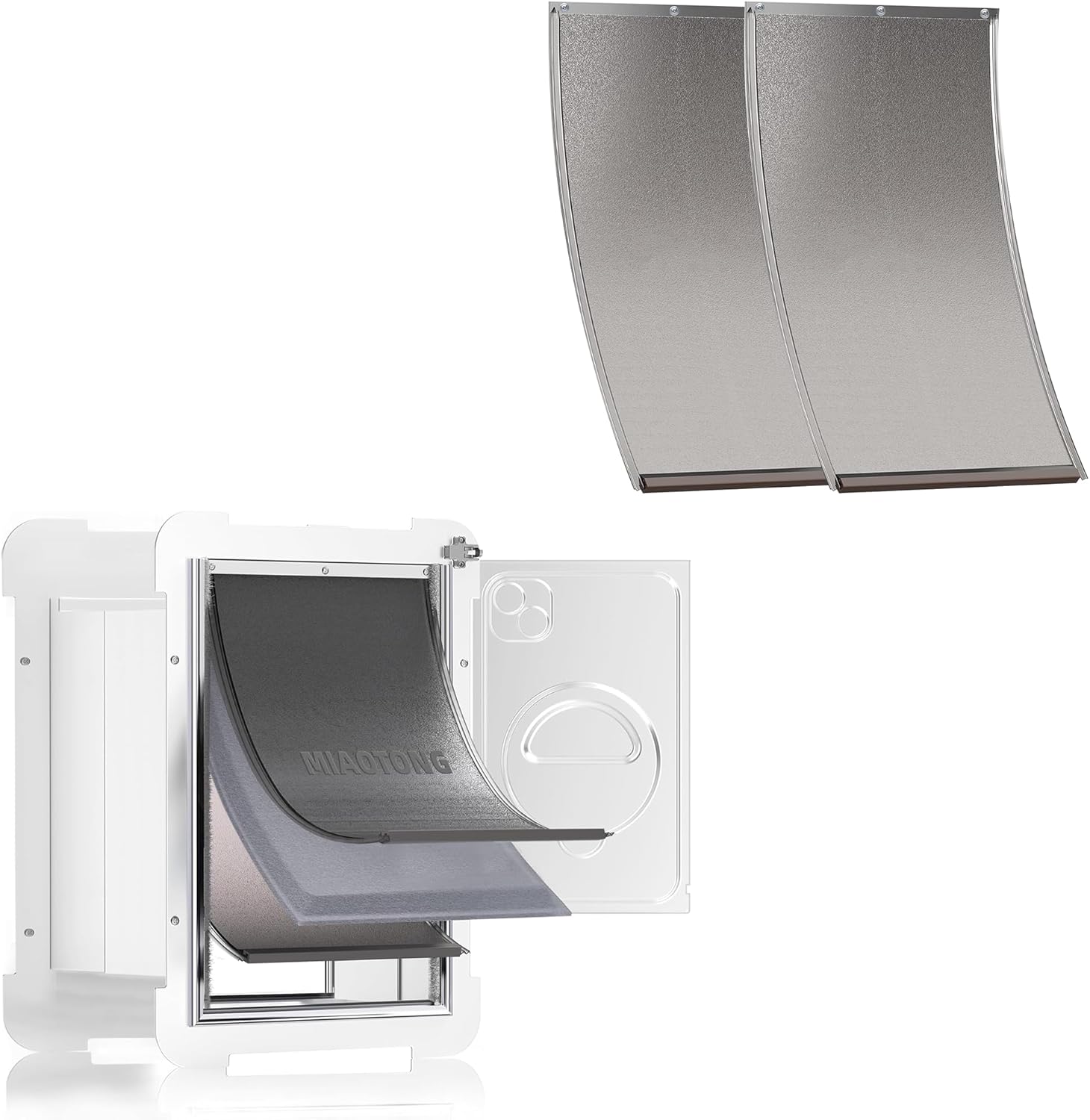 MIAOTONG 2 Pack Small Dog Door Replacement Flaps with Screw,and 3-Flap Cat Door for Wall, Steel Frame and Telescoping Tunnel Dog Doors and Cat Door(Pets Up to 12 Lb) -Small