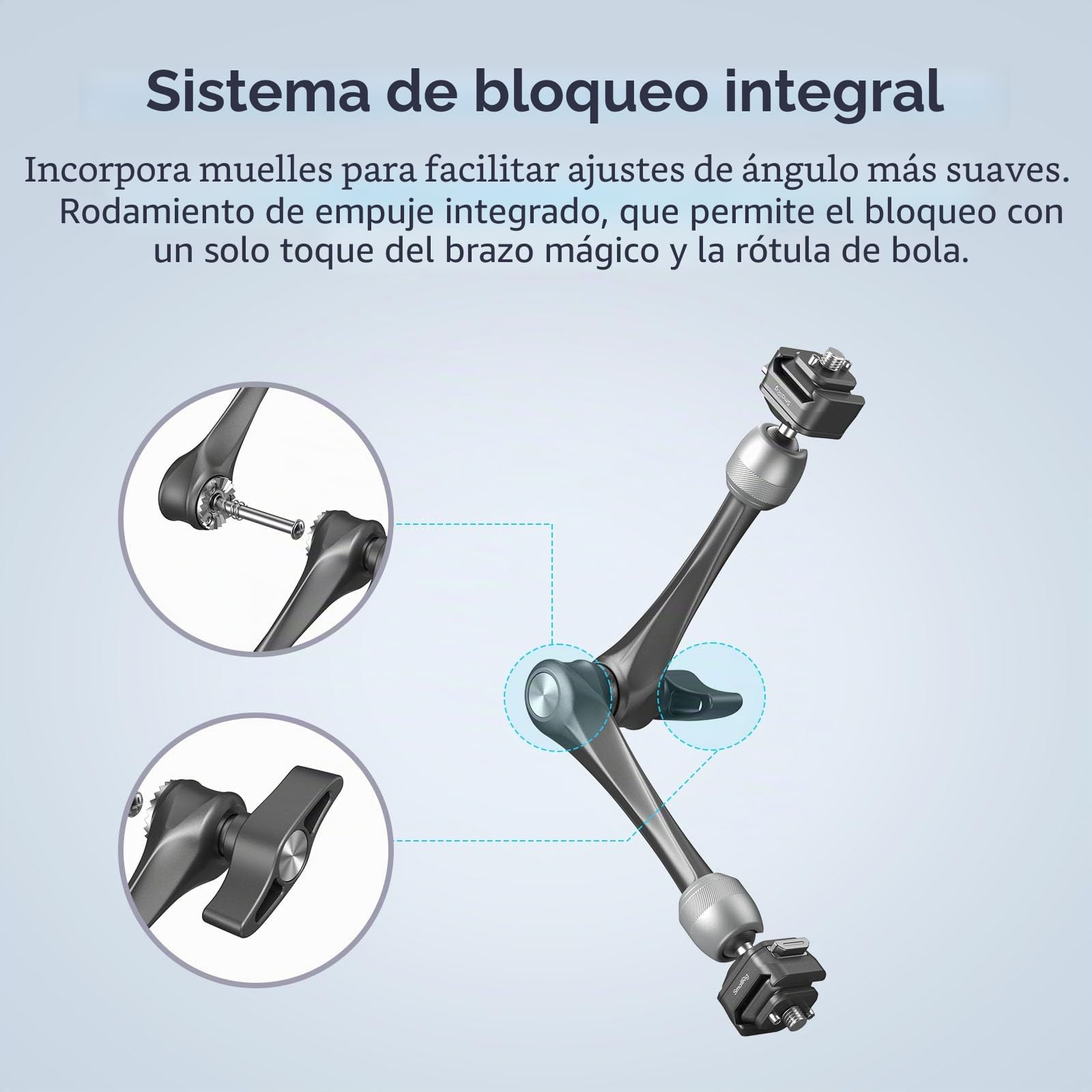 SMALLRIG 11" Roseta Brazo Mágico, Estructura de Liberación Rápida HawkLock H21, con Tornillos de 1/4"-20 y Pasadores Antigiro, para Monitores, Luces, Capacidad de Carga Máxima 3kg - 4489