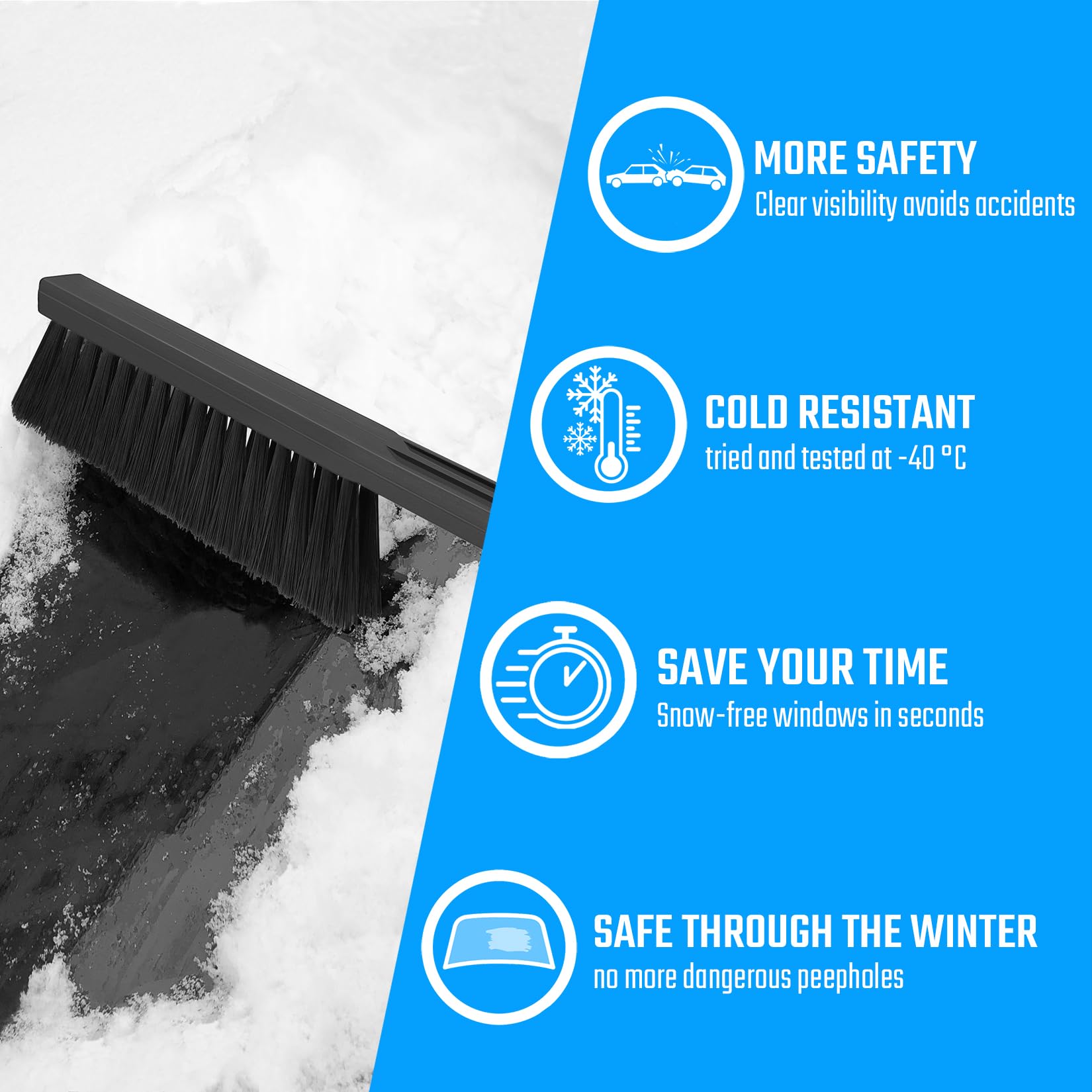 L&P A059-2 Spazzola Neve Lunga Invernale per Auto 2 Pezzi Nero Grigio
