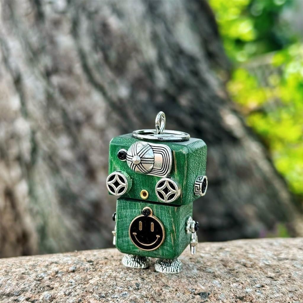 Handmade Kerosene Lighter, Creative Robot Shape, Multifunctional Necklace Pendant, Keychain Pendant, Perfect Gift for Wife, Lover, Girlfriend(C)