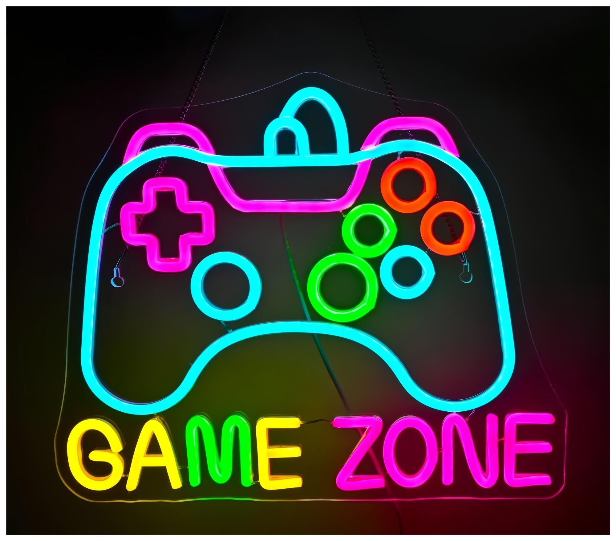 Decoración Lámparas Letrero De Neón De Game Zone Para Decoración De Pared, Luces LED Para Gamepad, Decoración De Habitación 39x32cm