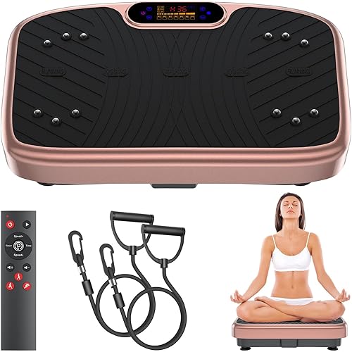 Vibration Plate Exercise Machine Vibrating Platform for Fun Lymphatic Drainage and Weight Loss, Vibrant Home Workout Equipment with 1-200 Speeds, Stylish Fitness Gear (Pink)