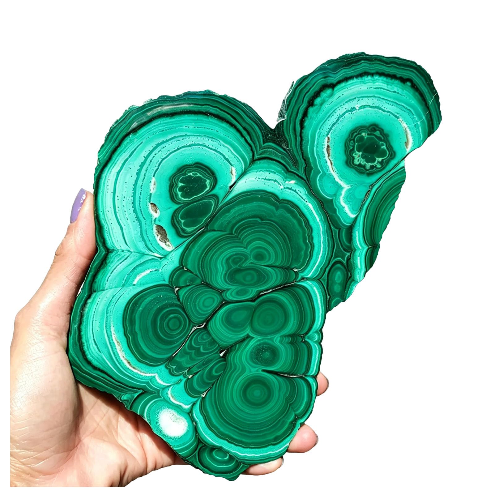 Natural Crystal Malachite Slice – Polished Mineral Specimen with Raw Stone