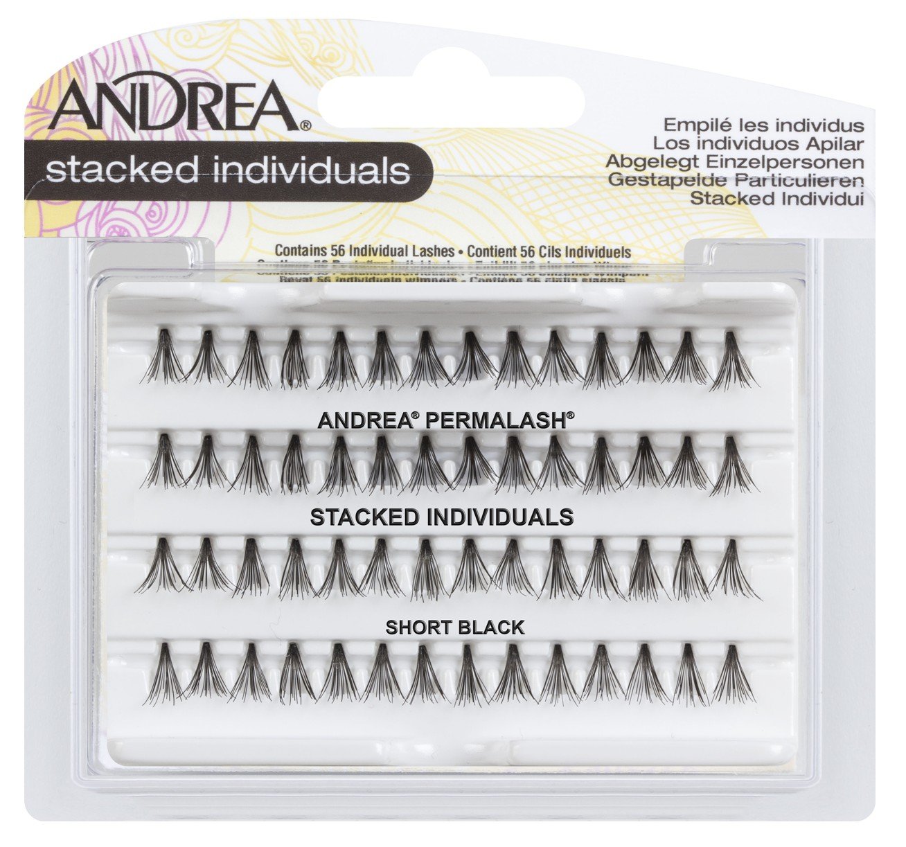 Andrea Permalash Stacked Individual Eye Lashes, Short, Black, (1 Pack)