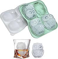 Vista 1 de Molde para cubitos de hielo con forma de búho, bandeja de cubitos de hielo con forma de búho, formas divertidas de molde de hielo de silicona, haz 4