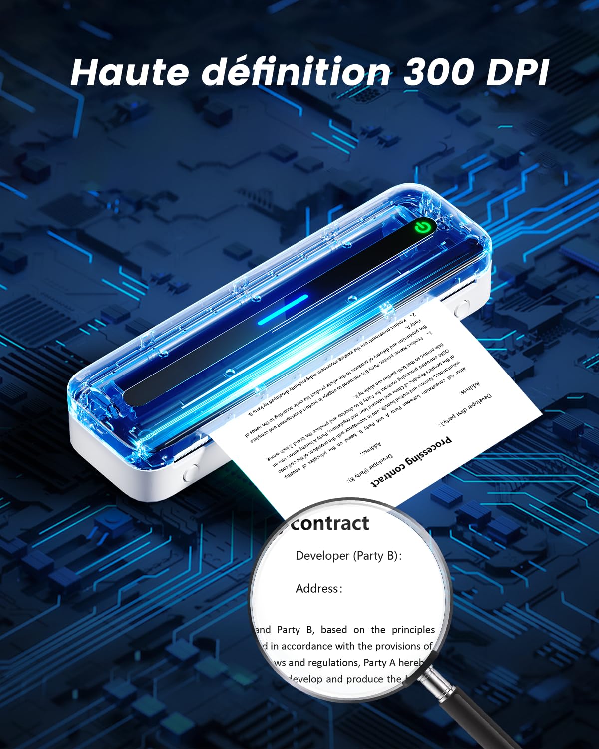 COLORWING M832 Imprimante Thermique A4 300 DPI Bluetooth Portable sans Encre