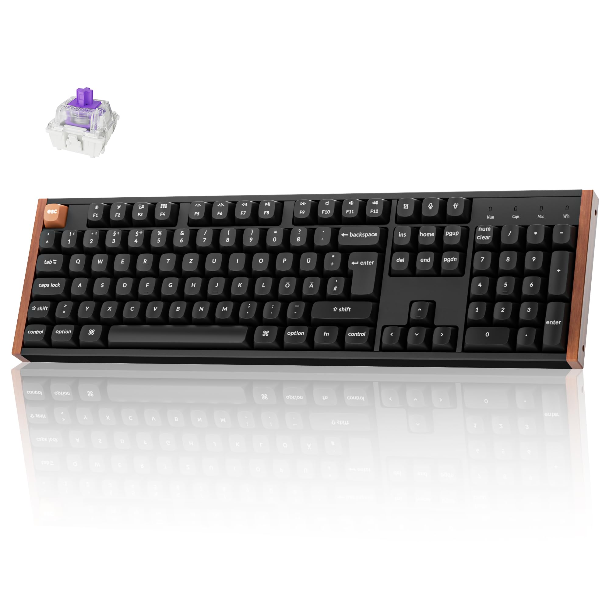 Keychron K10 HE kabellose Gaming-Tastatur, ISO-DE-Layout, Gateron Nebula Dual-Rail-Magnetschalter, programmierbar, Aluminium- und Holzrahmen, für Mac und Windows – Sonderedition (Schwarz)
