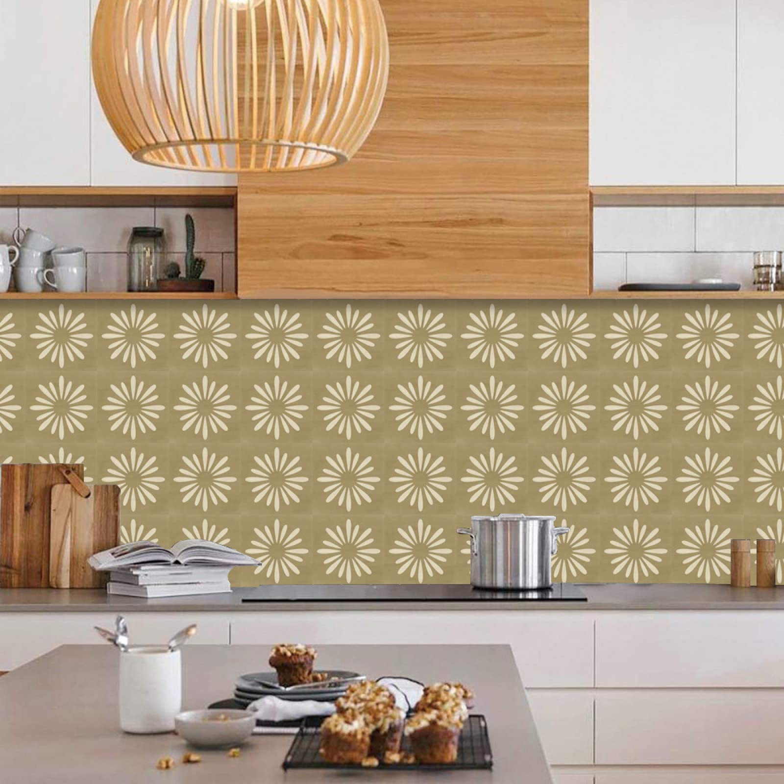 Piastrelle Adesive Cucina Modello Marrone Chiaro Pavimento pvc Adesivo Mobili Decorazioni Piastrelle Adesive Bagno Impermeabile Resistenza all'olio Mattonelle Adesive