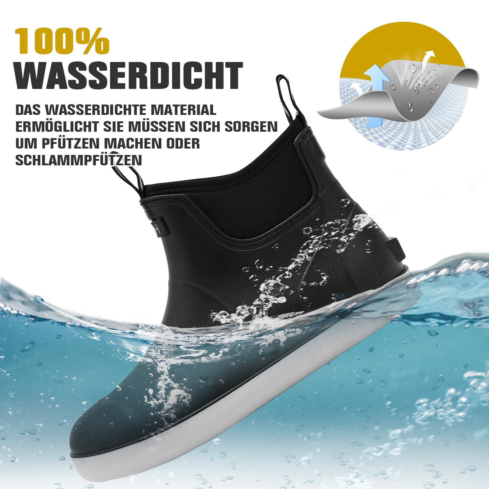 Jesindr Stivali Gomma Uomo Da Pioggia, Stivali Da Pesca, Antiscivolo Leggere Comode Shorty Boots, Impermeabile Nero Scarpe Da Giardino