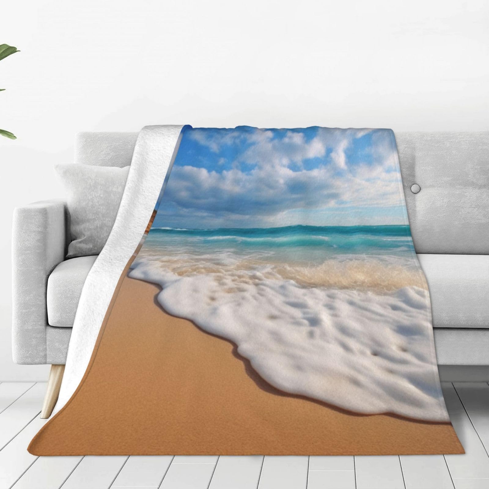 Couverture plage tropicale en flanelle douce thermique pour corriger les nuits fraîches
