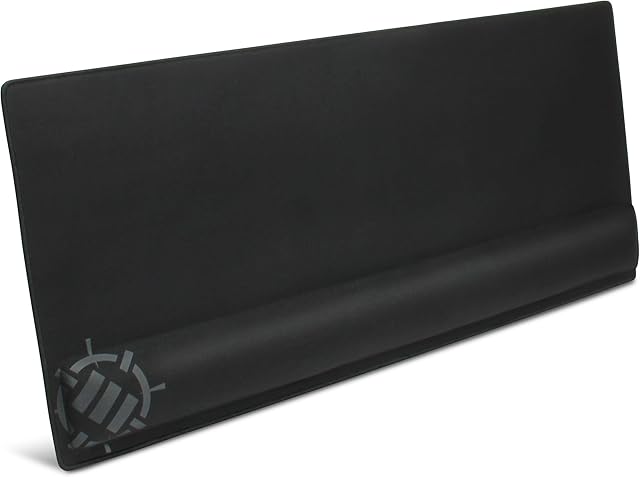 ENHANCE XXL Large Extended Gaming Mouse Pad with Ergonomic Memory Foam Wrist Rest Support (80 x 35 x 2.5 centimeters) - Anti-Fray Stitching & Soft Cushion Mat Surface (Black)